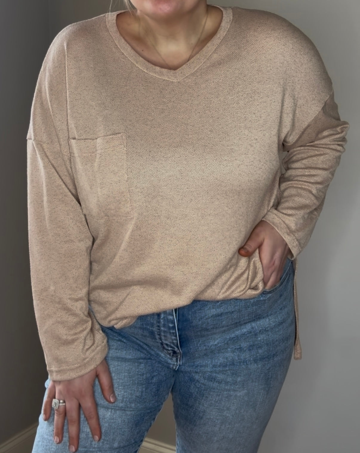 Drop Shoulder Knit Tunic Top