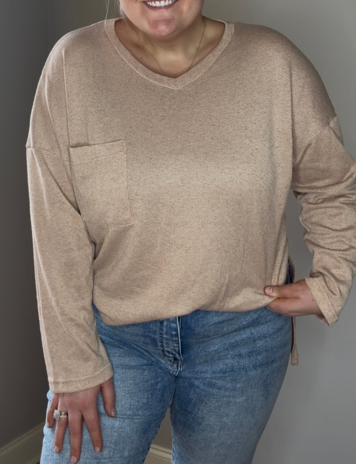 Drop Shoulder Knit Tunic Top