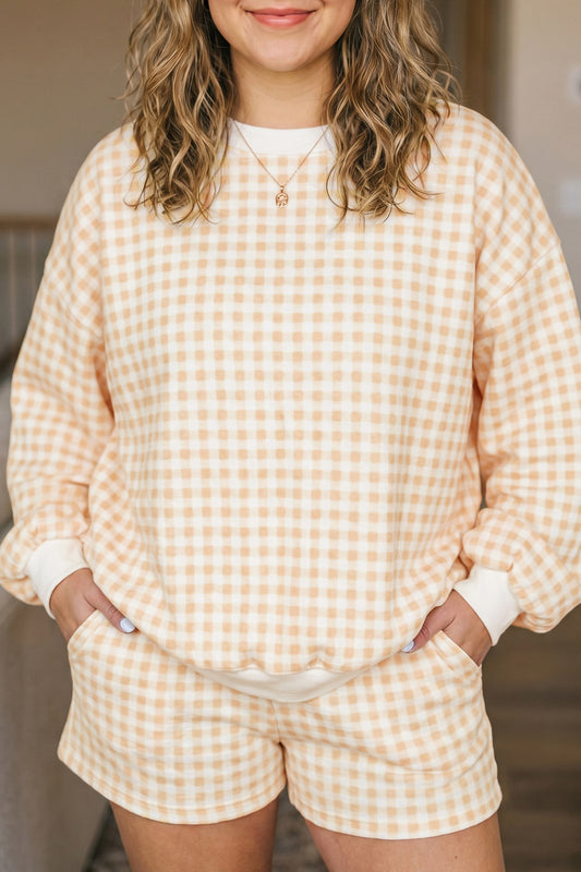 *PRE-ORDER* Peachy Gingham Cozy Two-Piece Set
